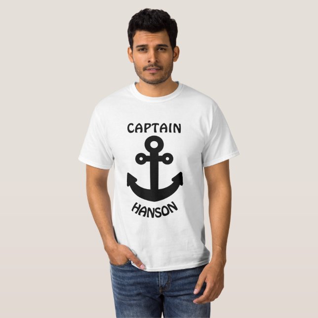 T-shirt Capitão Âncora Preta Personalizado (Frente Completa)