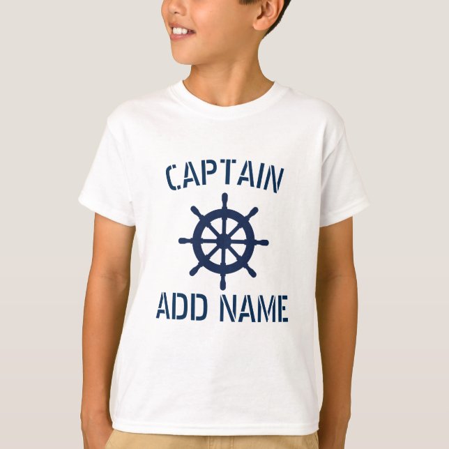 T-shirt Capitão de barco personalizado, capitão náutico, c (Frente)