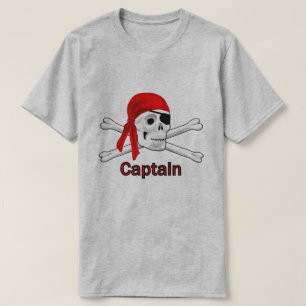 T-shirt Capitão Pirate Skull e Crossbones Mens BG