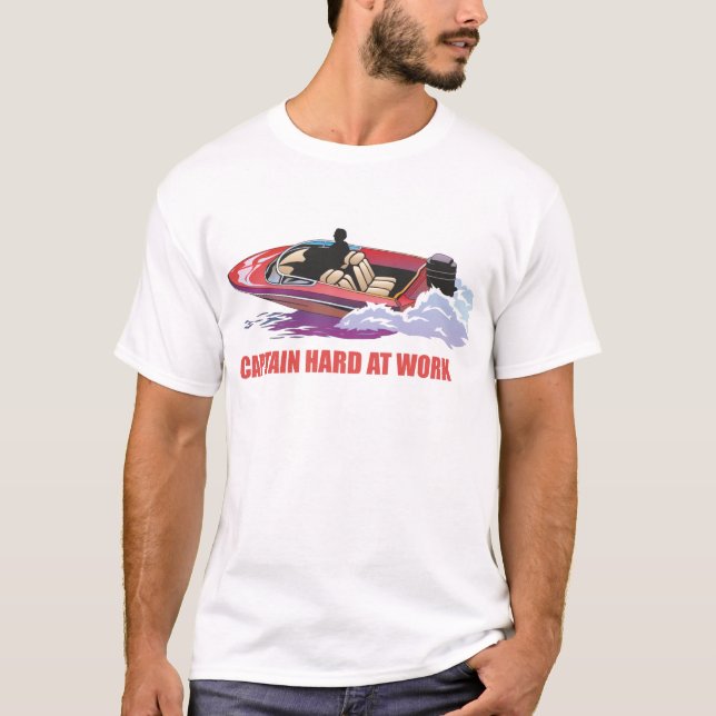 T-shirt Captain em seu barco na alta velocidade, espirro (Frente)
