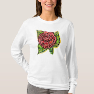 T-shirt capuz de rosa vermelha