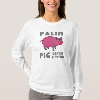 T-shirt Capuz engraçado Anti Sarah Palin Porco com batom