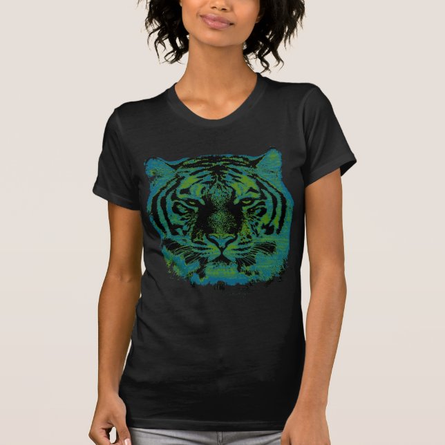 T-shirt Cara azul do tigre (Frente)