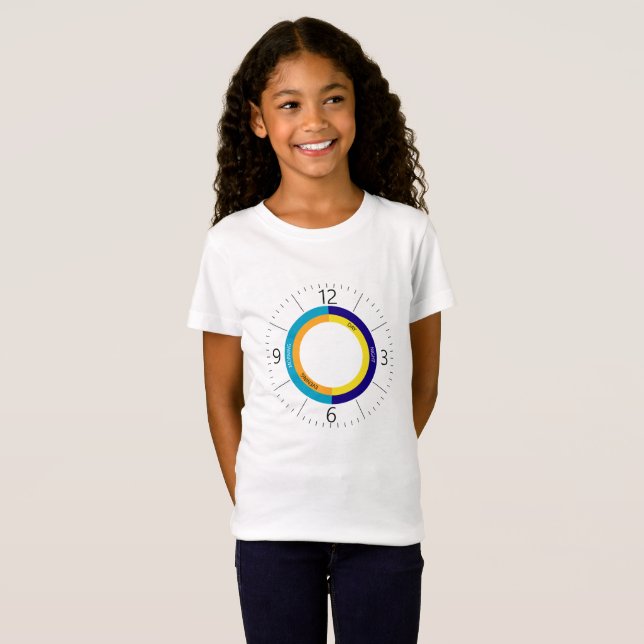 T-shirt Cara do relógio colorido (Frente Completa)