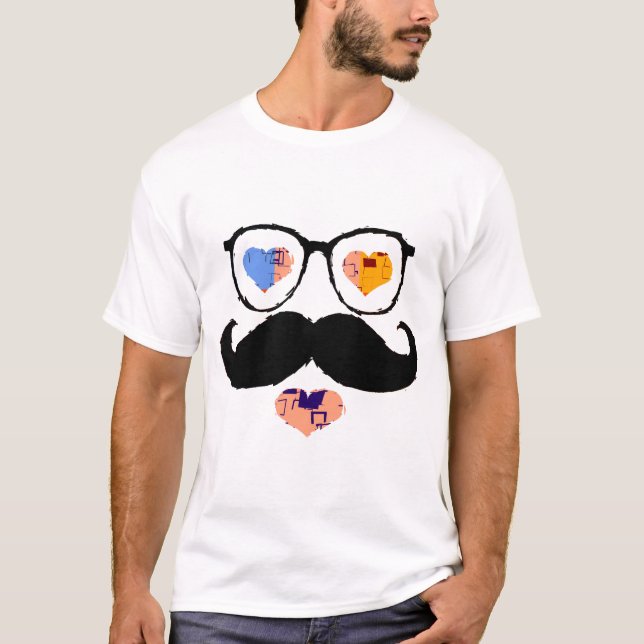 T-shirt Cara engraçada com bigode 2 (Frente)
