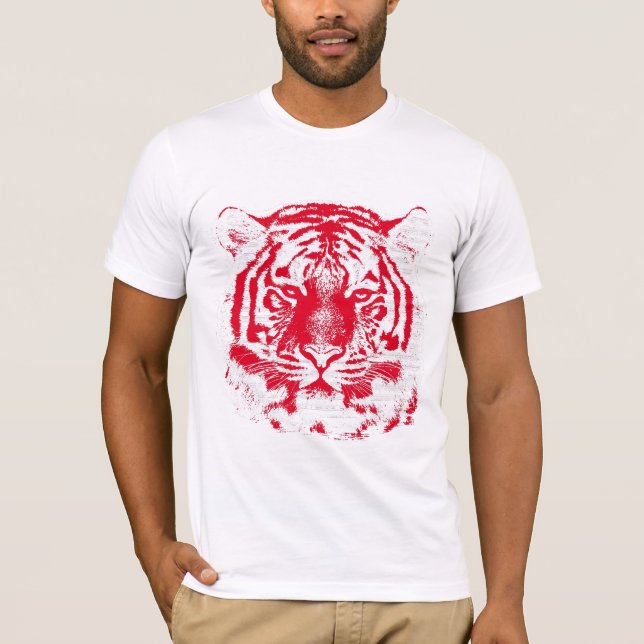 T-shirt Cara vermelha e branca do tigre (Frente)