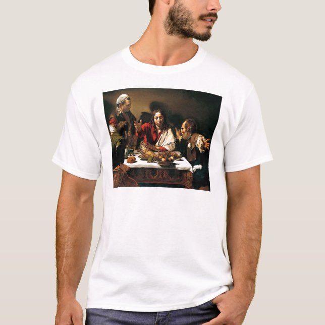 T-shirt Caravaggio - ceia em Emmaus - pintura clássica (Frente)