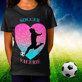 T-Shirt Cardíaca das Meninas de Futebol