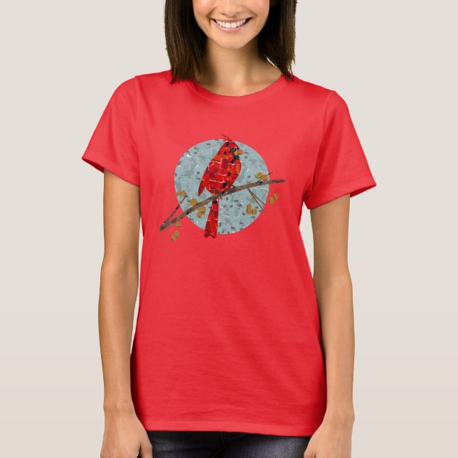 T-shirt Cardinal Vermelho, o pássaro do Natal (Frente)