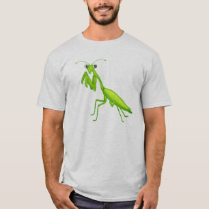 T-shirt Caricatura Verde Rezando Mantis Unisex Adulto Roup