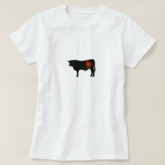 T-shirt Carne preta de Angus do amor (Frente do Design)