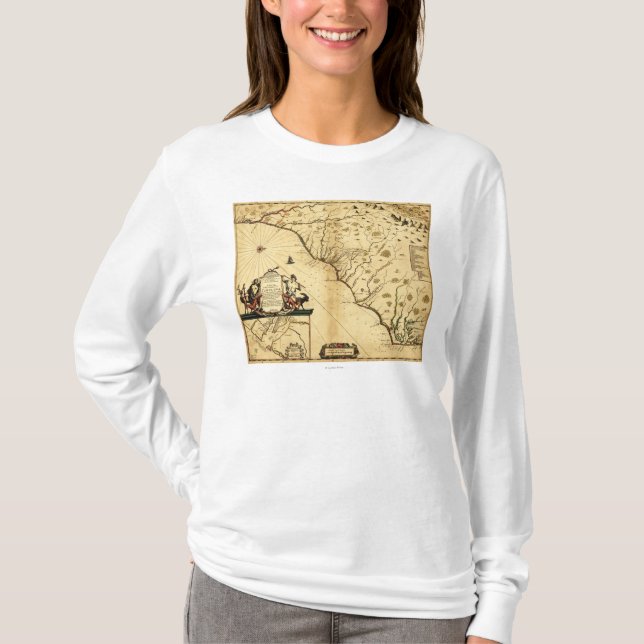 T-shirt Carolinas com norte ao mapa de RightPanoramic (Frente)