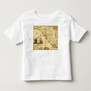 T-shirt Carolinas com norte ao mapa de RightPanoramic