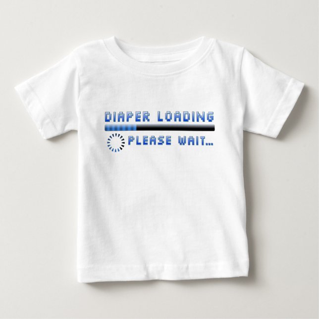 T-shirt Carregamento de fralda Aguarde (Frente)