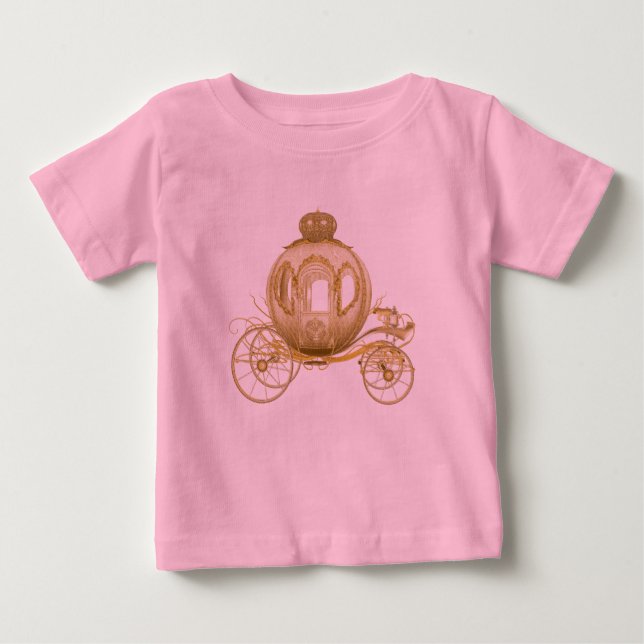 T-shirt Carrinho de Princesa Rosa e Dourado para Bebê Meni (Frente)