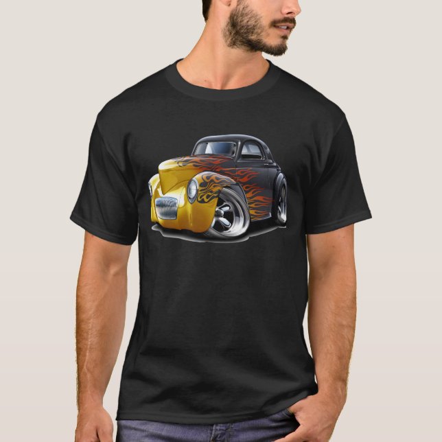 T-shirt Carro 1941 das Preto-Chamas de Willys (Frente)