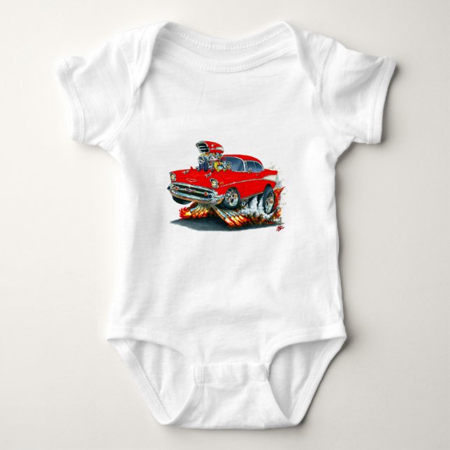 T-shirt Carro 1957 do vermelho de Chevy Belair (Frente)