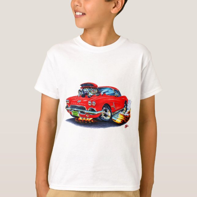 T-shirt Carro 1962 do vermelho de Corveta (Frente)