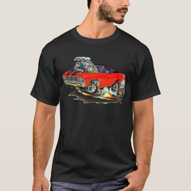 T-shirt Carro 1968-69 superior Vermelho-Preto de Chevelle (Frente)