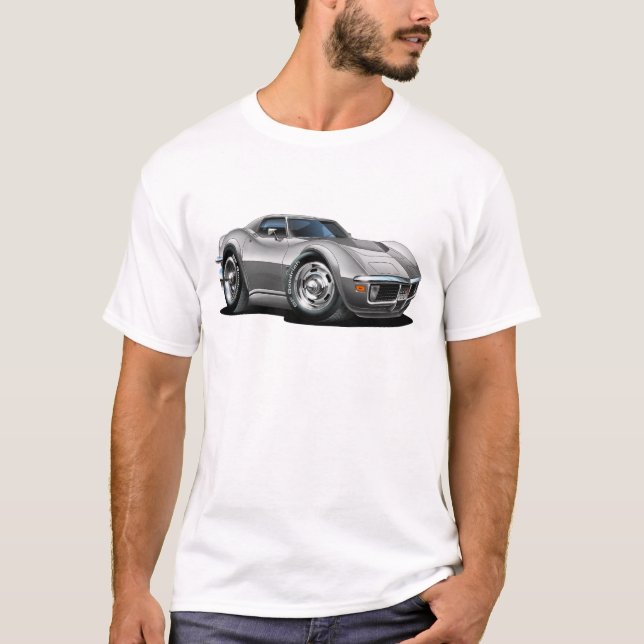 T-shirt Carro 1968-72 de prata de Corveta (Frente)