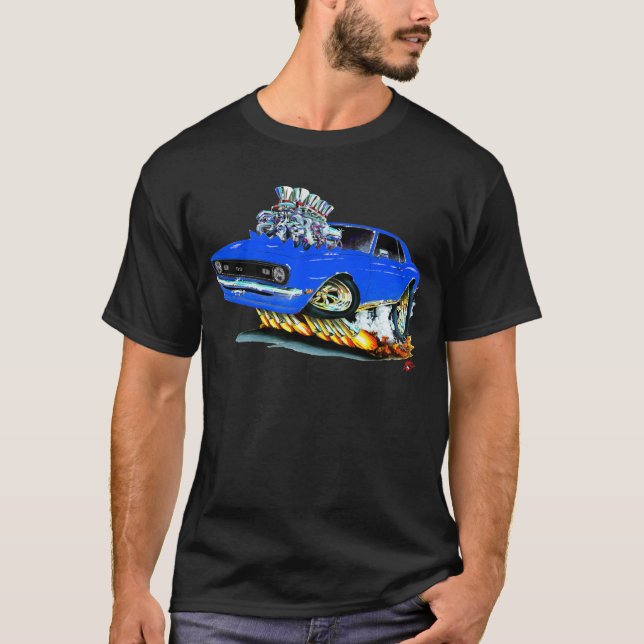 T-shirt Carro 1968 do azul de Camaro SS (Frente)