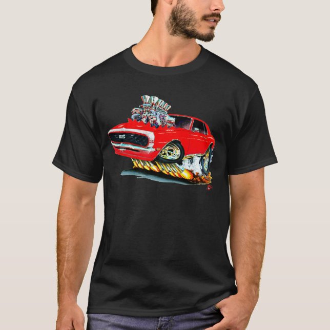 T-shirt Carro 1968 Vermelho-Branco de Camaro (Frente)