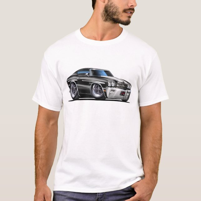 T-shirt Carro 1970 Preto-Branco de Chevelle (Frente)