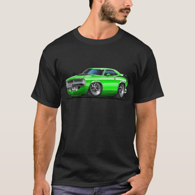 T-shirt Carro 1970 verde de Plymouth Cuda (Frente)