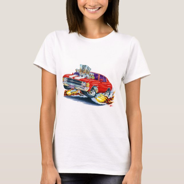 T-shirt Carro 1971-72 Vermelho-Branco de Chevelle (Frente)