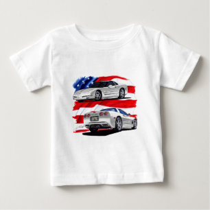 T-shirt Carro 1999-04 do branco de Corveta