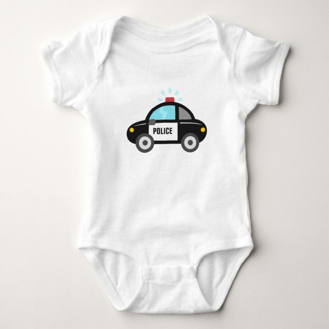 T-shirt Carro de Polícia Fofo com Sirene (Frente)