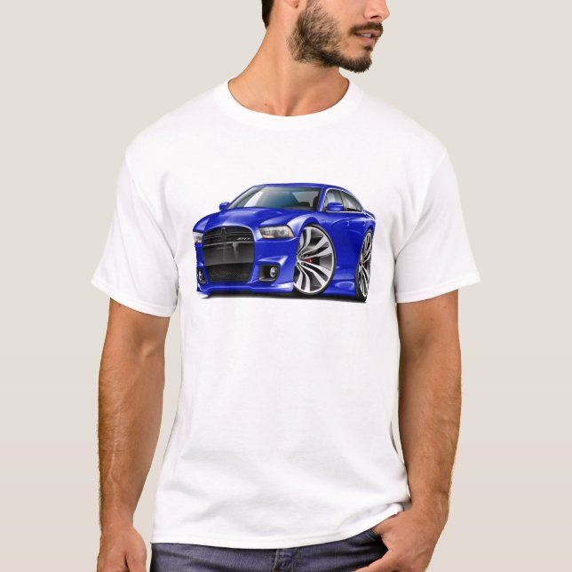 T-shirt Carro do azul do carregador SRT8 de Dodge (Frente)