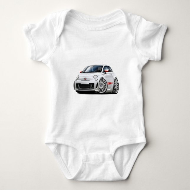 T-shirt Carro do branco de Fiat 500 Abarth (Frente)