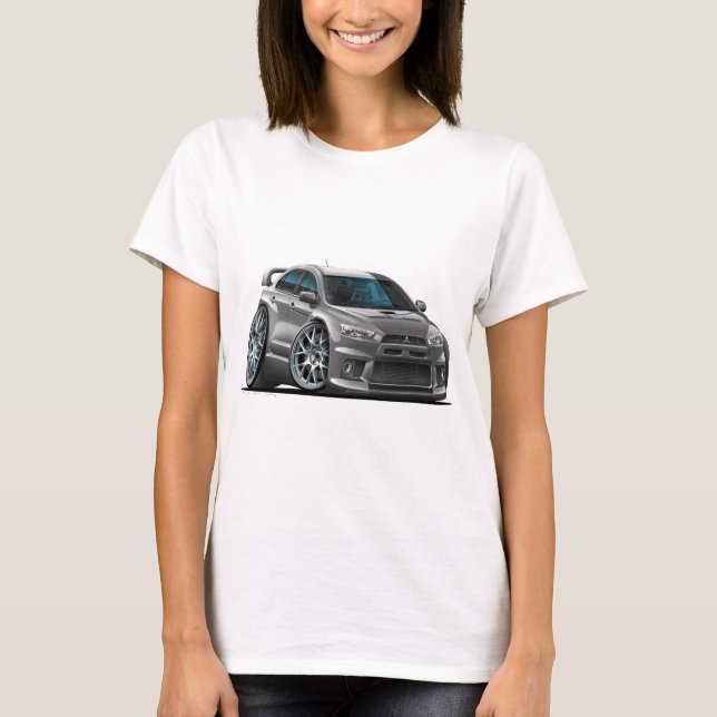 T-shirt Carro do cinza de Mitsubishi Evo (Frente)