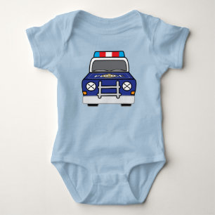 T-shirt Carro-patrulha azul corajoso da polícia