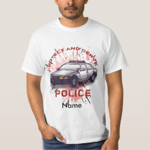 T-shirt Carro Policial Protege Camisa-T