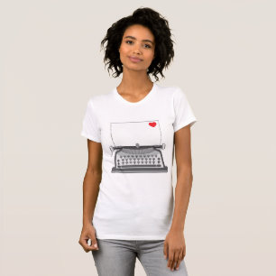 T-shirt Carta de Amor de Máquina de Escrever Vintage