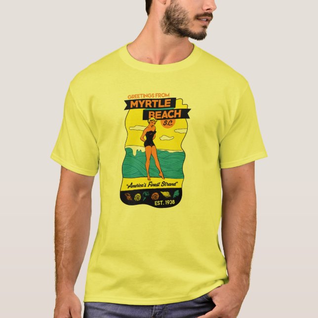 T-shirt Cartão de Myrtle Beach da velha escola (Frente)