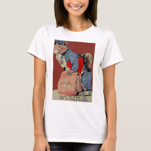 T-shirt Cartão de São Valentim de Esquilo Carteiro Vintage