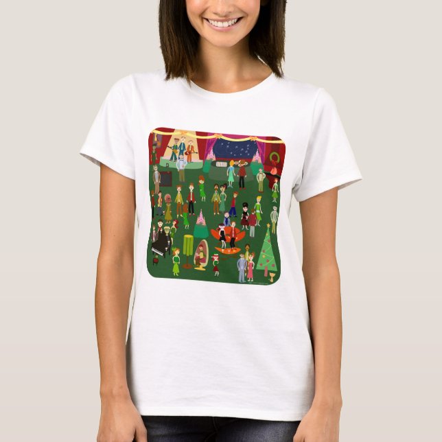 T-shirt Cartografia de Arte Retron Festiva Festiva Foliday (Frente)