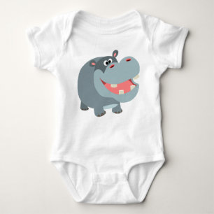 T-shirt Cartoon Bonito Sorrindo Hippo Bebê Bodysim