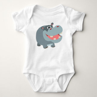 T-shirt Cartoon Bonito Sorrindo Hippo Bebê Bodysim
