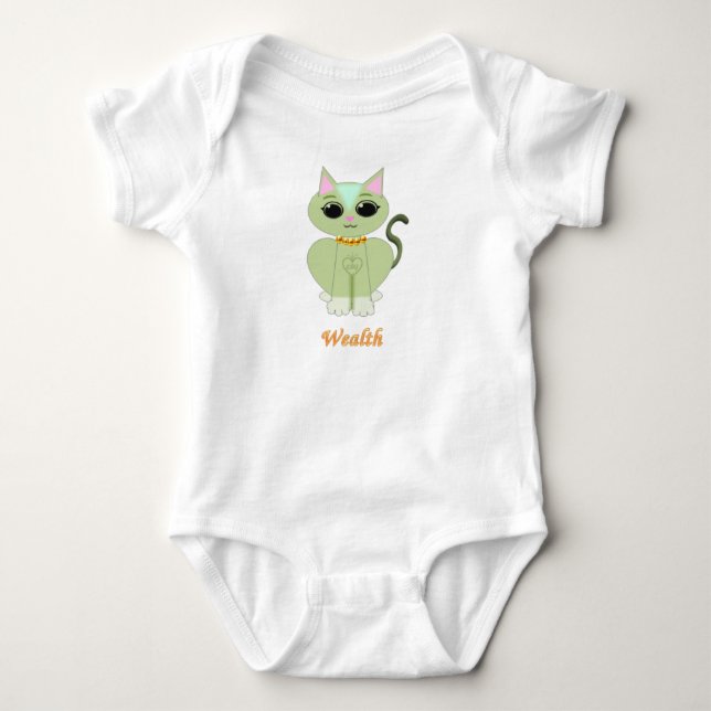 T-shirt Cartoon de gatinho verde e bonito (Frente)