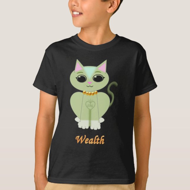 T-shirt Cartoon de gatinho verde e bonito (Frente)