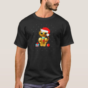 T-shirt cartoon de gato gatinho dourado fofo de Natal