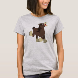 T-shirt Cartoon Exuberante Bonito Shire Horse Women T Shir
