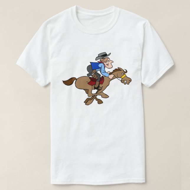 T-shirt Cartoon Gallops Rápido Cavalo Animado (Frente do Design)