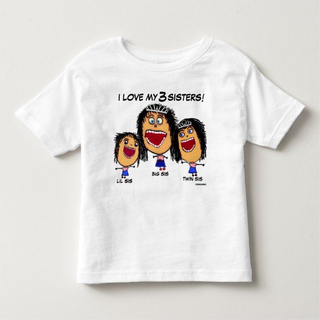 T-shirt Cartoon Minhas Três Irmãs (Frente)
