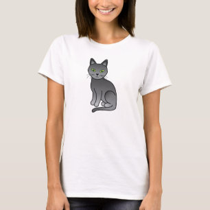 T-shirt Cartoon russo Design de gato azul