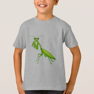 T-shirt Cartoon Verde Rezando Mantis Unisex Roupa